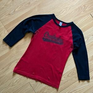 American Apparel Red and Black Long Sleeve Tee Casual Fitted